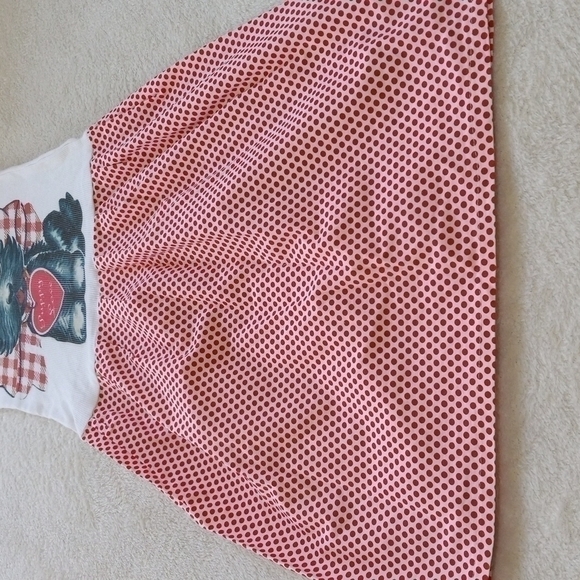 Girls Valentines Red & White Polka Dot Tank Top Puppy Love Sundress - Picture 3 of 9